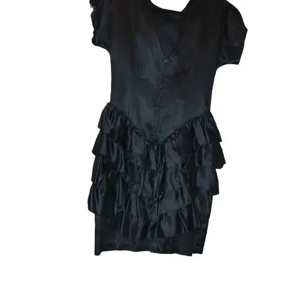 Kellwood Company Black Tiered Ruffle Dress Dark Academia Whimsigoth Size 9 READ - Picture 6 of 12